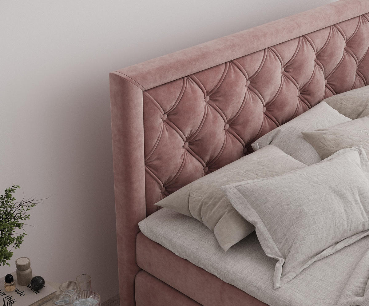 BOXSPRINGBETT Aurelia Rosa 180/200 cm - Schwarz/Rosa, Holz/Holzwerkstoff (180/200cm) - Maison de Reve