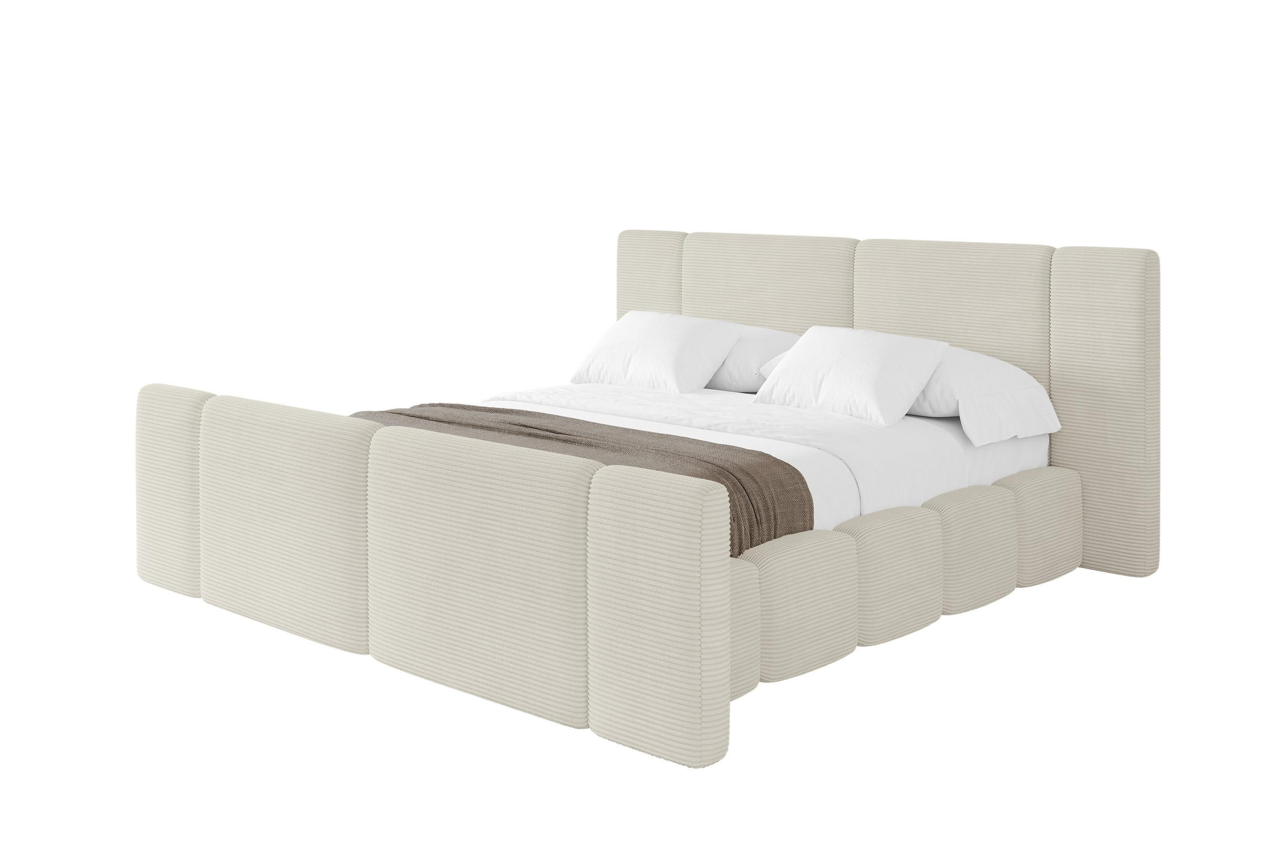 POLSTERBETT mit Bettkasten, Fußteil und Lattenrost, Boxbett ohne Matratze - NILO-Z 180x200 Creme - Beige, Holzwerkstoff/Textil (180/200cm) - ALTDECOR