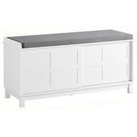 SCHUHSCHRANK Aufbewahrungsbank mit Kissen Schiebetüren - Weiß, Holz (114/53/40cm) - Kaket