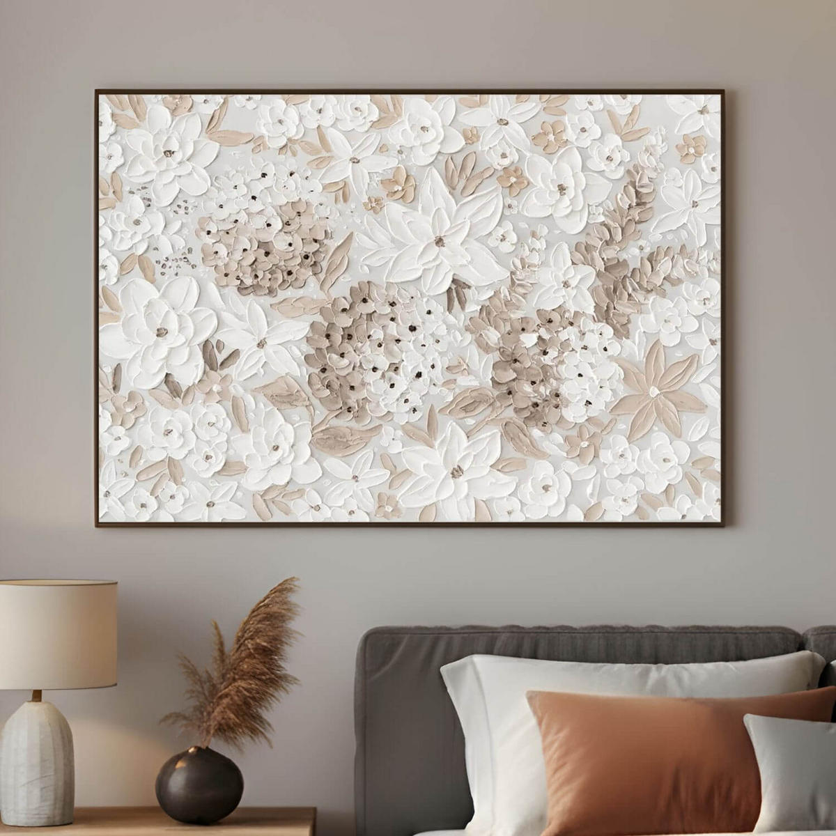 ACRYLBILD HANDGEMALT 90/60 cm - Beige/Weiß, Holz/Textil (90/60cm) - KUNSTLOFT