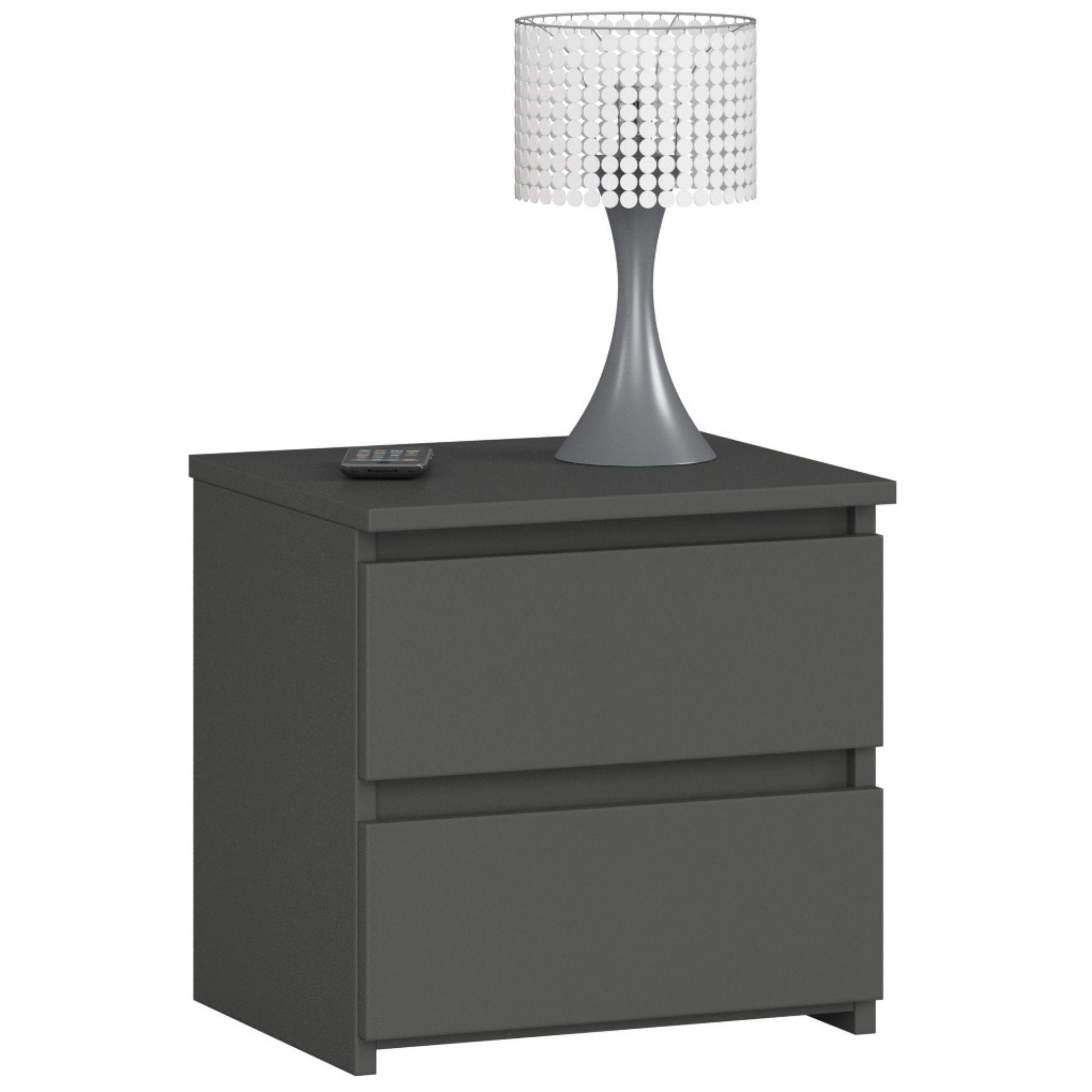 NACHTSCHRANK Grau 40x35x40 cm - Weiß/Grau, Holzwerkstoff (40/40/35cm) - Akord
