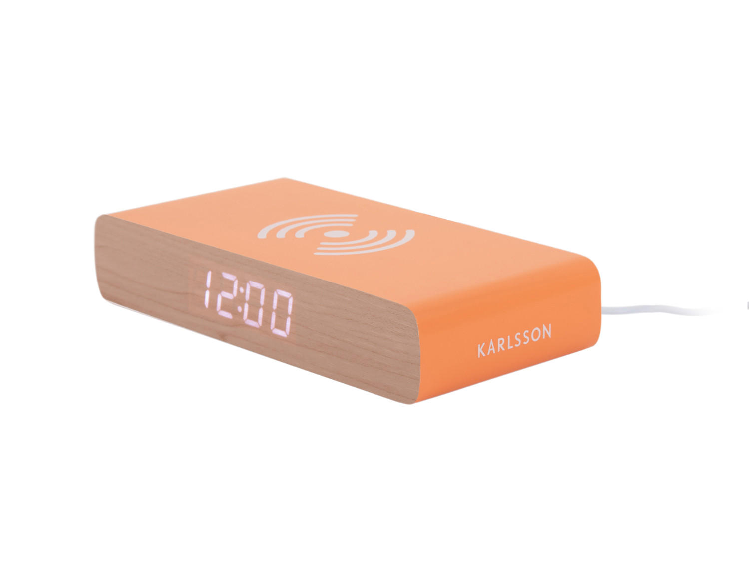 WECKER Retro Flat LED 16/7/3 cm - Orange, Holz (7/3/16cm) - Karlsson