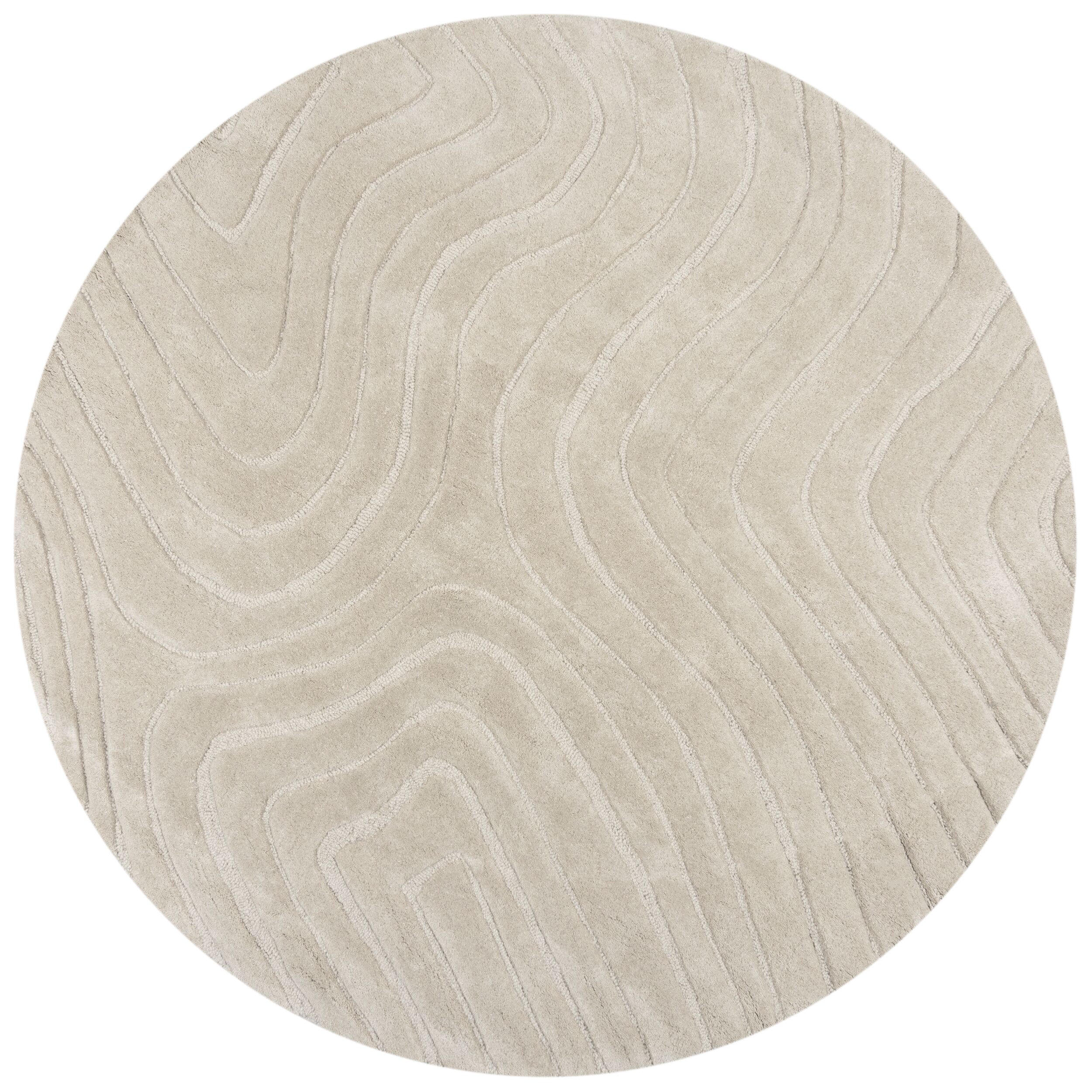 WOLLTEPPICH LEVEN, abstrakt, Beige, Ø 160 cm - Beige, Textil (160/160cm) - KADIMA DESIGN