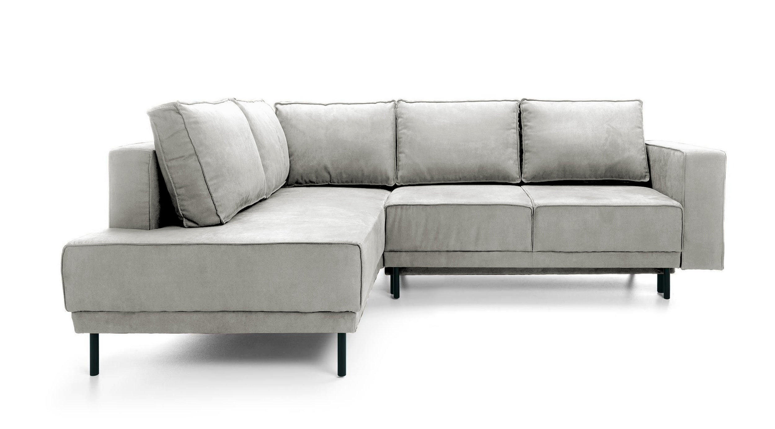ECKSOFA Rodario Hellgrau Velours - Hellgrau/Schwarz, Textil/Metall (247/187cm) - Selsey