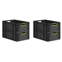 EUROBOX 4x NextGen Color 22x40x60 cm 44 Liter Griffe gelb offen, Schwarz - Gelb/Schwarz, Kunststoff (40/22/60cm) - PROREGAL