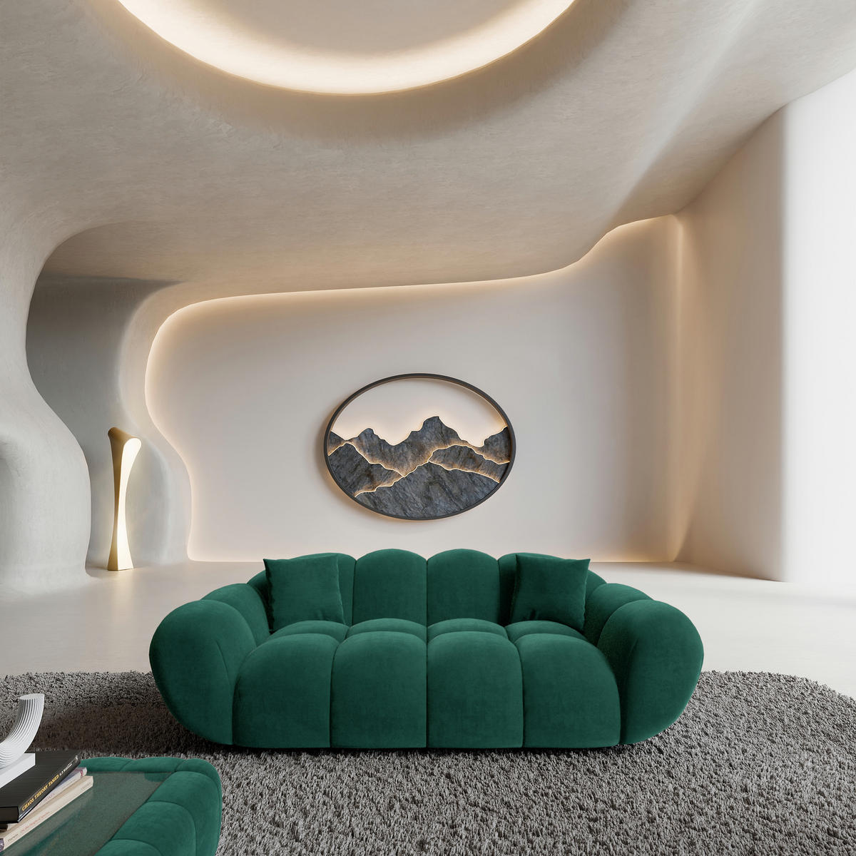 2-SITZER-SOFA Liva Smaragdgrün Samtstoff - Smaragdgrün, Textil (200/70/93cm) - VAROYAL