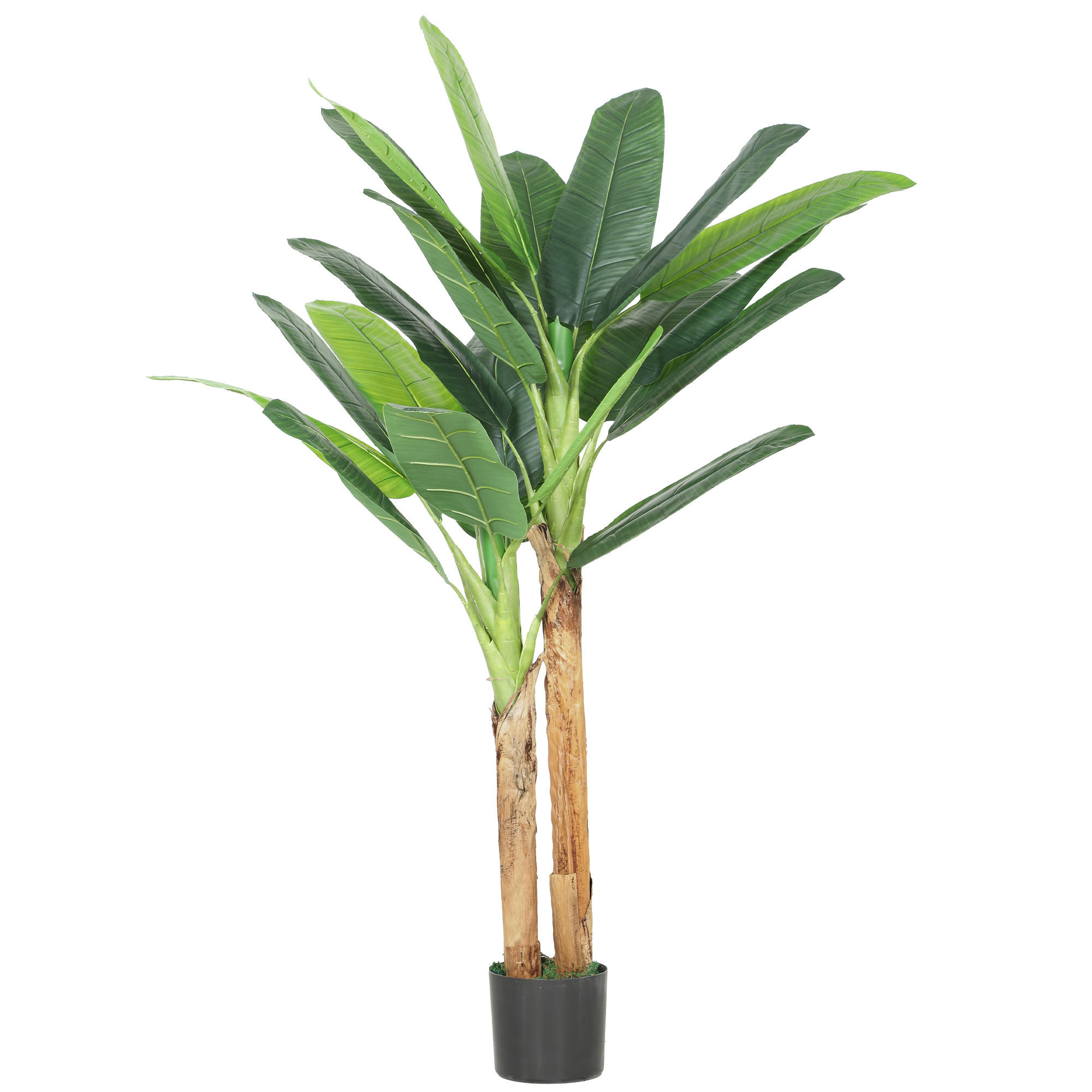 KUNSTPFLANZE, Künstlicher Bananenbaum 150 cm, 2 Stämme, mit Topf, für Zuhause & Büro, Grün - Multicolor, Kunststoff (150cm) - FORIOUS