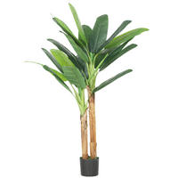 KUNSTPFLANZE, Künstlicher Bananenbaum 150 cm, 2 Stämme, mit Topf, für Zuhause & Büro, Grün - Multicolor, Kunststoff (150cm) - FORIOUS