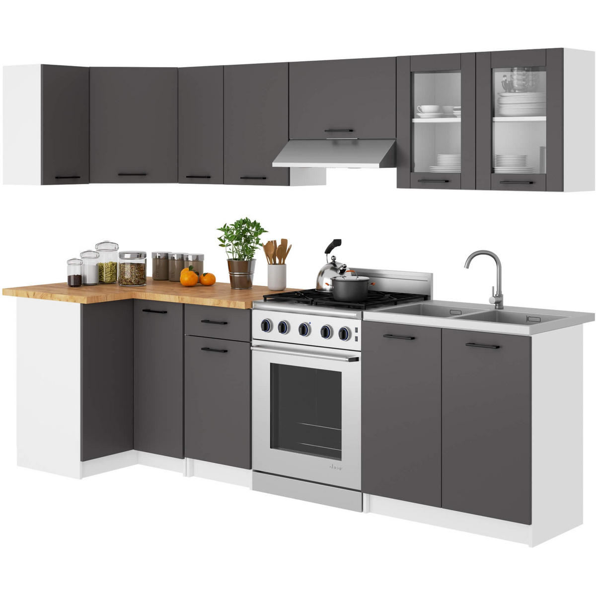 HÄNGESCHRANK Weiß, Graphit Grau 58/80/30,5 - Weiß/Grau, Holzwerkstoff (80/58/30cm) - RAUMHIRSCH FURNITURE