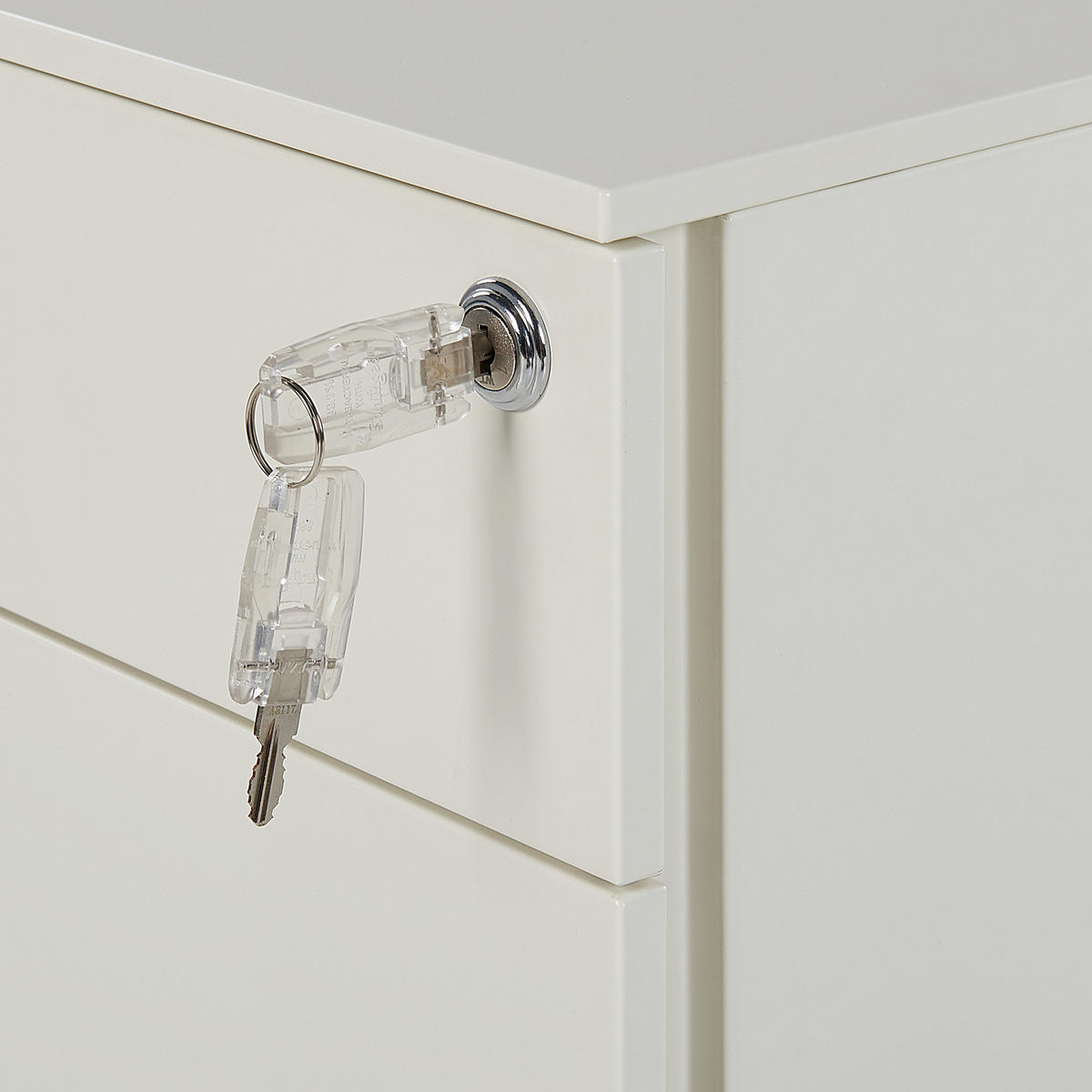 AKTENSCHRANK Metall cremeweiß 3 Schubladen mit Rollen Cami - Weiß, Metall (39/60/50cm) - Beliani