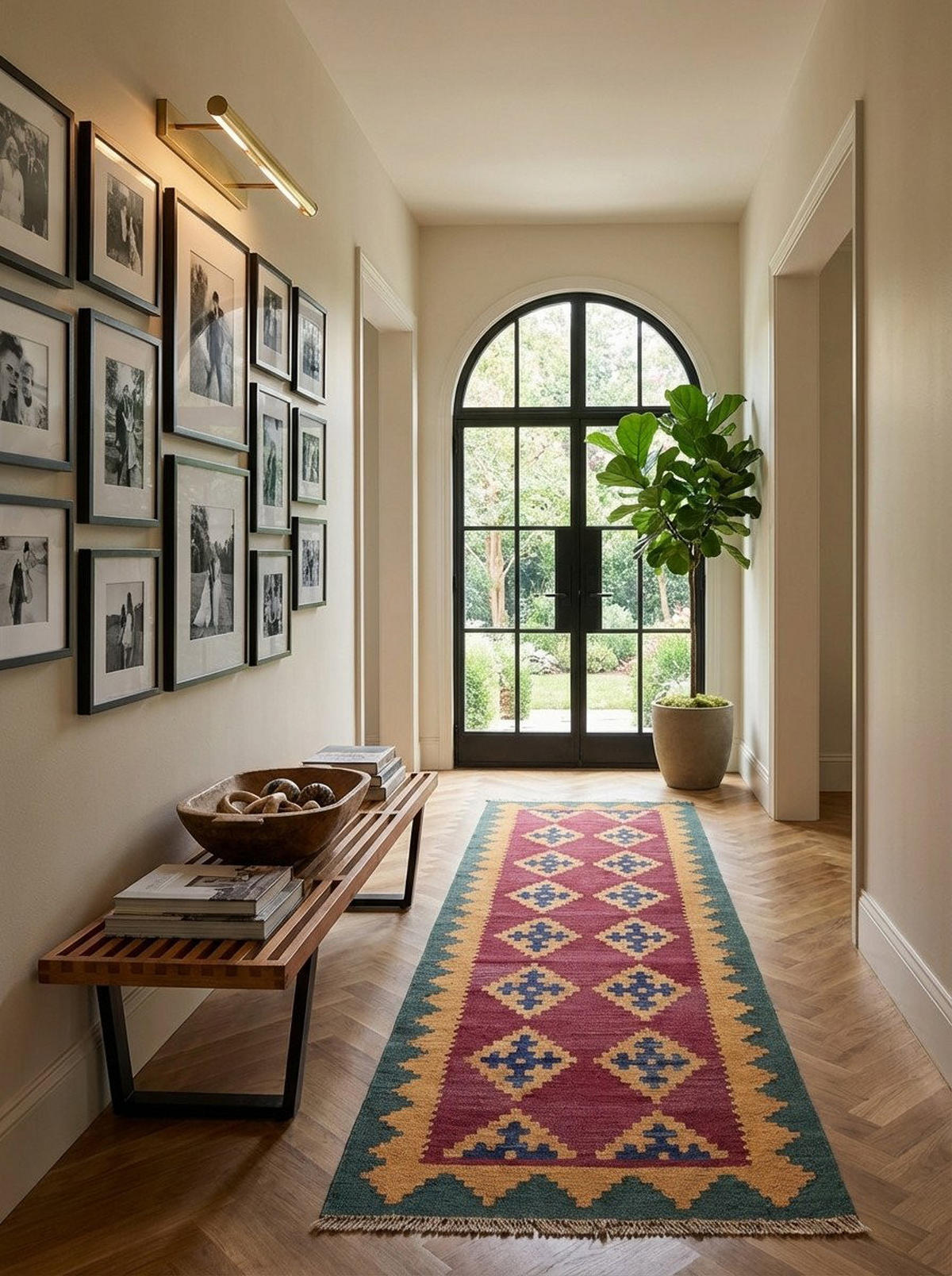 HANDWEBTEPPICH Kelim Gashgai Violett 200/57 cm Schurwolle - Violett, Textil (57/200cm) - Looma