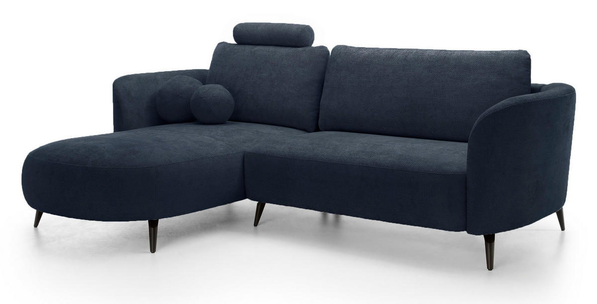 ECKSOFA auf Füßen Kendra 260 cm mit Schlaffunktion, Links, Dunkelblau - Dunkelblau, Holz (260/180cm) - Emporius