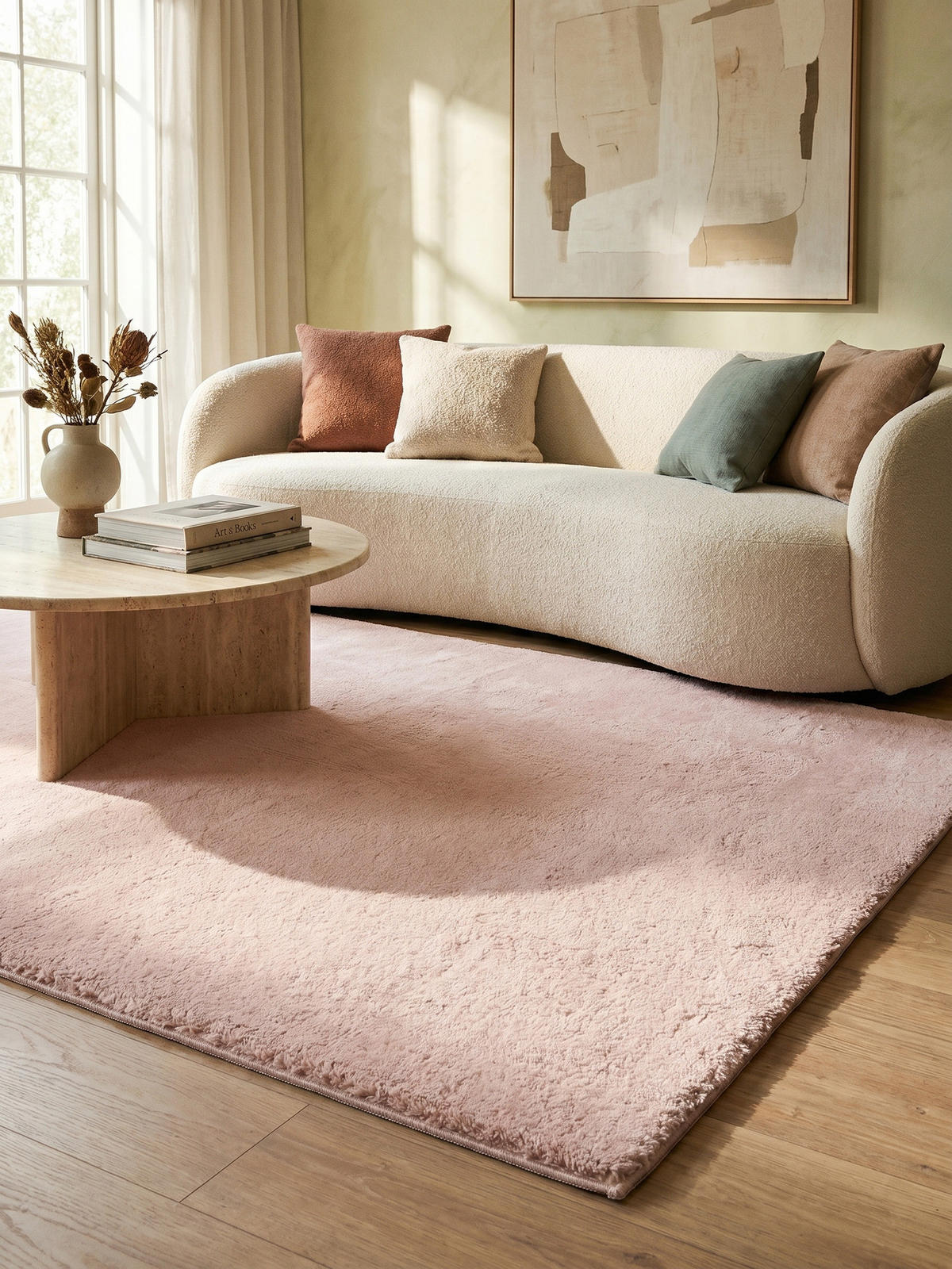 HOCHFLORTEPPICH Antirutsch Uni ALDAN Polyester Puderrosa 240 x 340 cm - Rosa, Textil (240/340cm) - KADIMA DESIGN