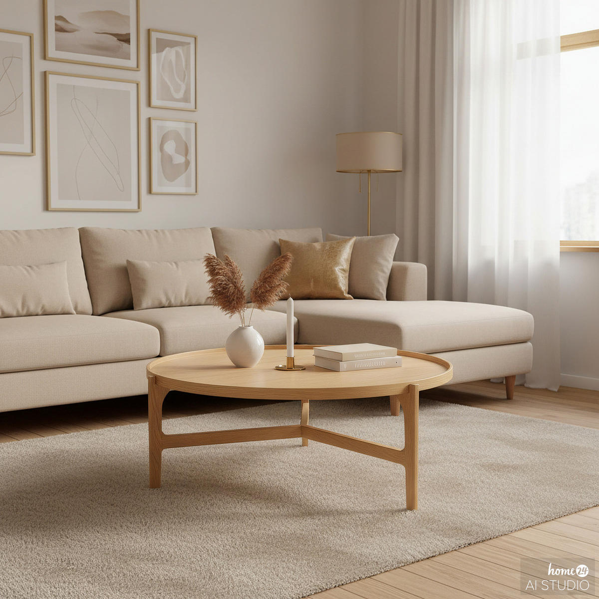 COUCHTISCH - Echtholzfurnier - Eiche - Braun, Holzwerkstoff (94/94/38cm) - home24