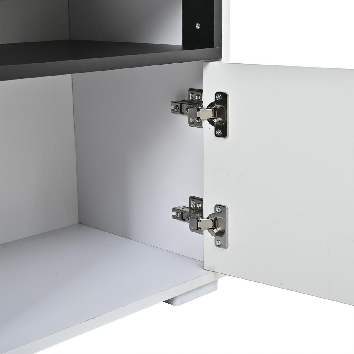TV-BANK Weiß 150/35/50 cm, LED-Beleuchtung, Hochglanz, Push-to-Open - Weiß, Holzwerkstoff (150/50/35cm) - PANGIVO