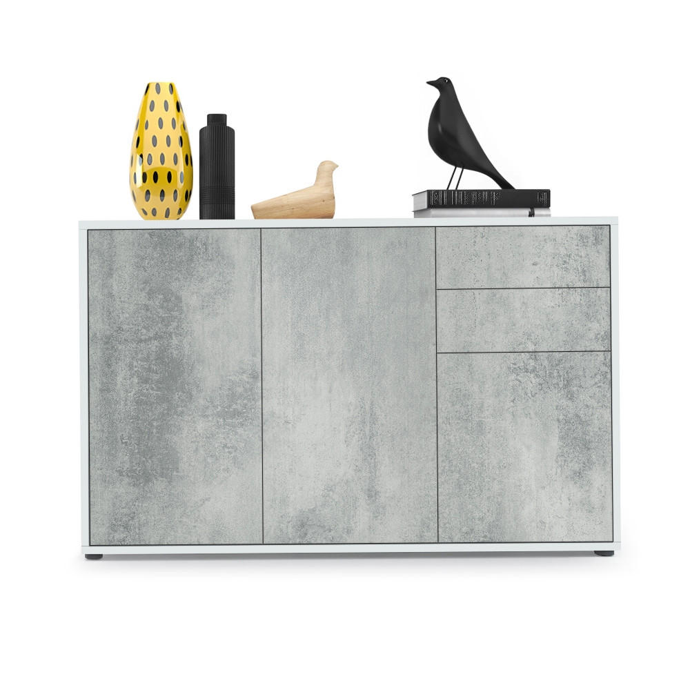 KOMMODE Ben Front in Beton Oxid Optik - Hellgrau, Holzwerkstoff (117/74/36cm) - Vladon