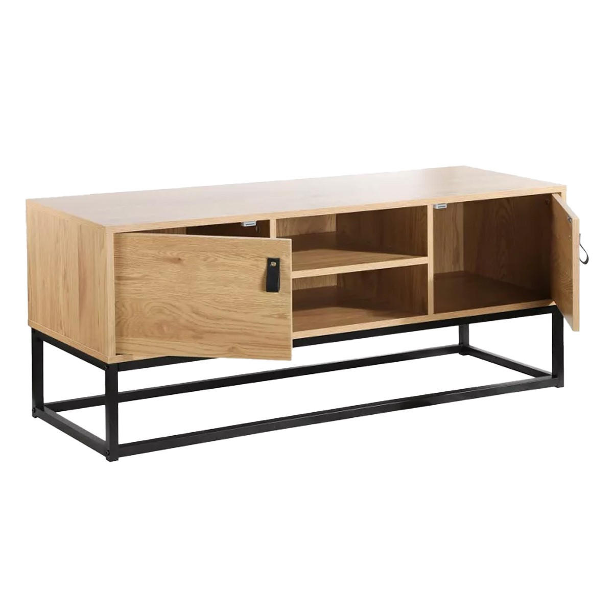 TV-MÖBEL Eiche Dekor 2 Türen und zentrale Ablage - L120 cm - Nussbaumfarben, Holzwerkstoff (39/48/120cm) - Calicosy