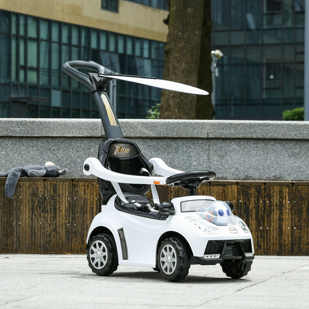 BABY-SCHIEBEAUTO - Schwarz/Weiß, Kunststoff/Metall (96/39/90cm) - AIYAPLAY