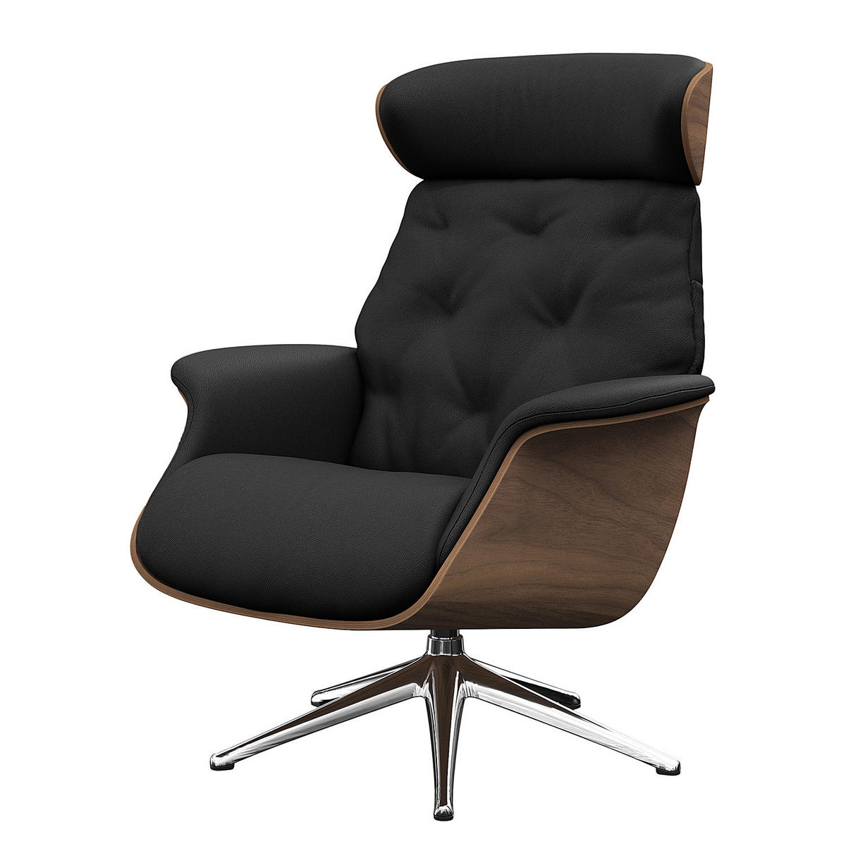 RELAXSESSEL - Echtleder - Chromfarben/Schwarz, Leder/Metall (83/110/83cm) - home24