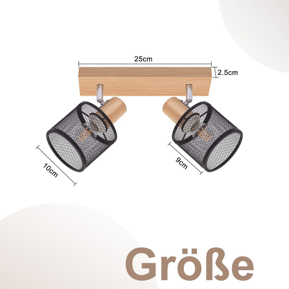 STRAHLER Gisela 2-flammig 25/10/14 cm - Schwarz, Metall (25/10/14cm) - Nettlife