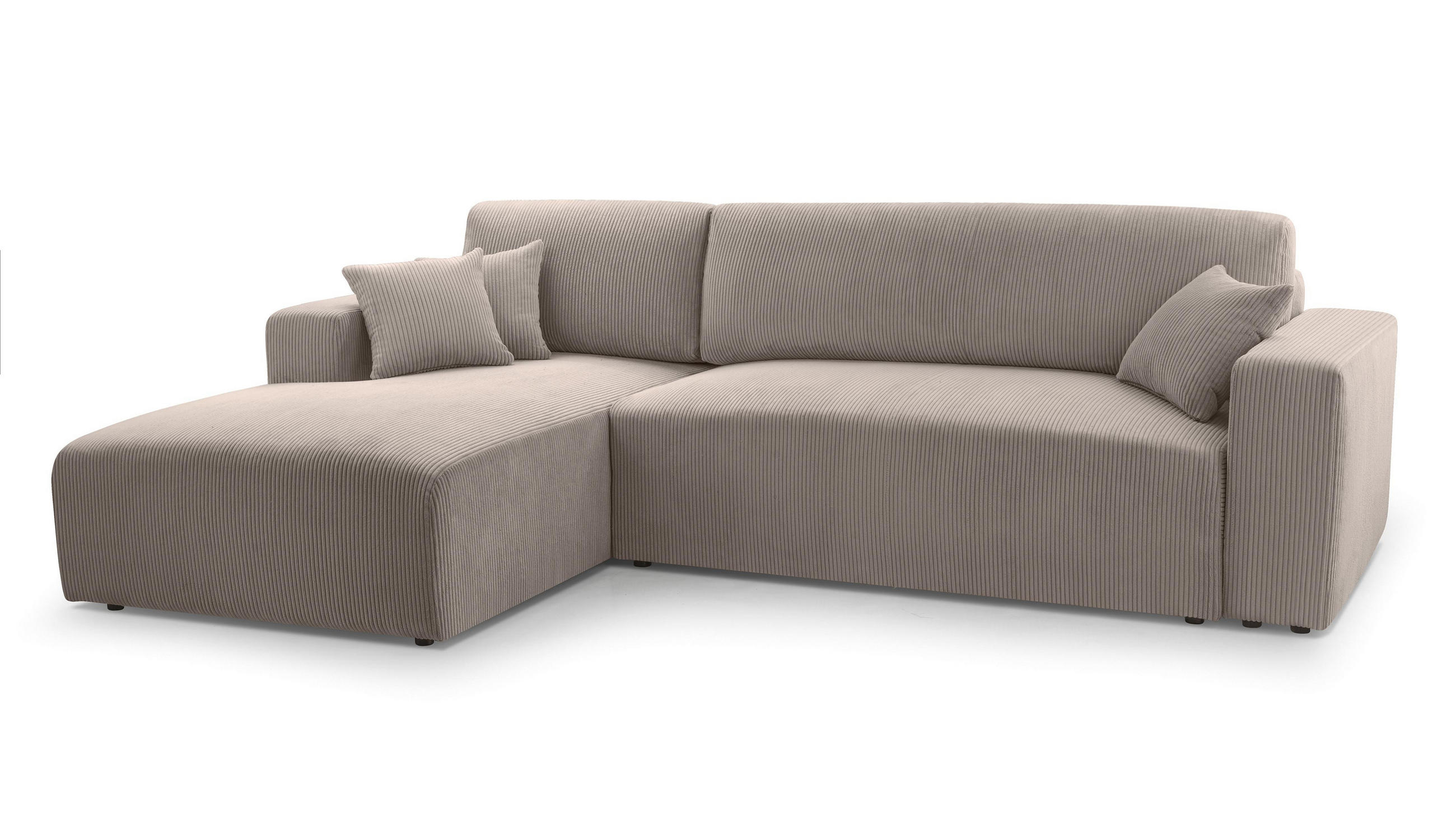 ECKSOFA L Form Catea Beige 279/145/84 cm Links mit Schlaffunktion - Beige/Schwarz, Kunststoff/Textil (145/279cm) - AX Living