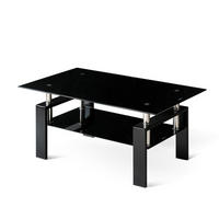 COUCHTISCH Schwarz mit Glasablage 100/60/44 cm - Schwarz, Glas (60/100/44cm) - PANGIVO
