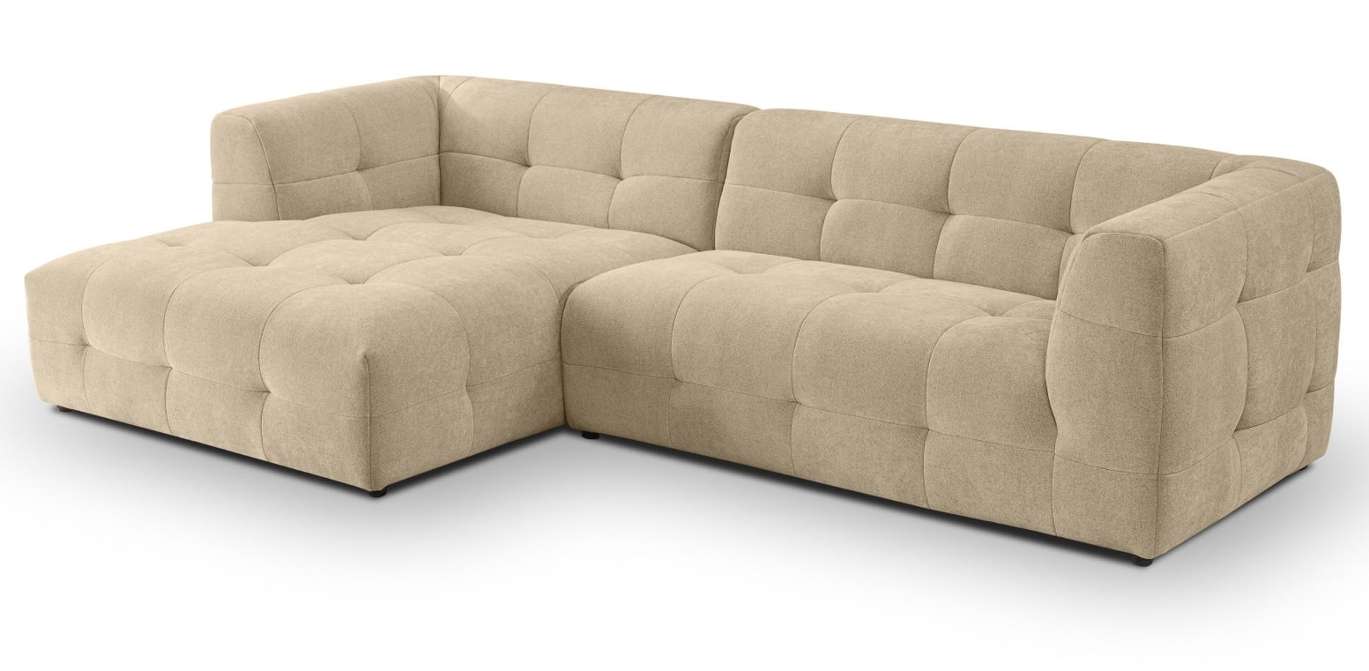 SOFA beige Webstoff 292 x 161 cm, Ecksofa 5-Sitzer, L-Sofa Ottomane links - Beige, Holz/Textil (292/161cm) - Inn.Furn
