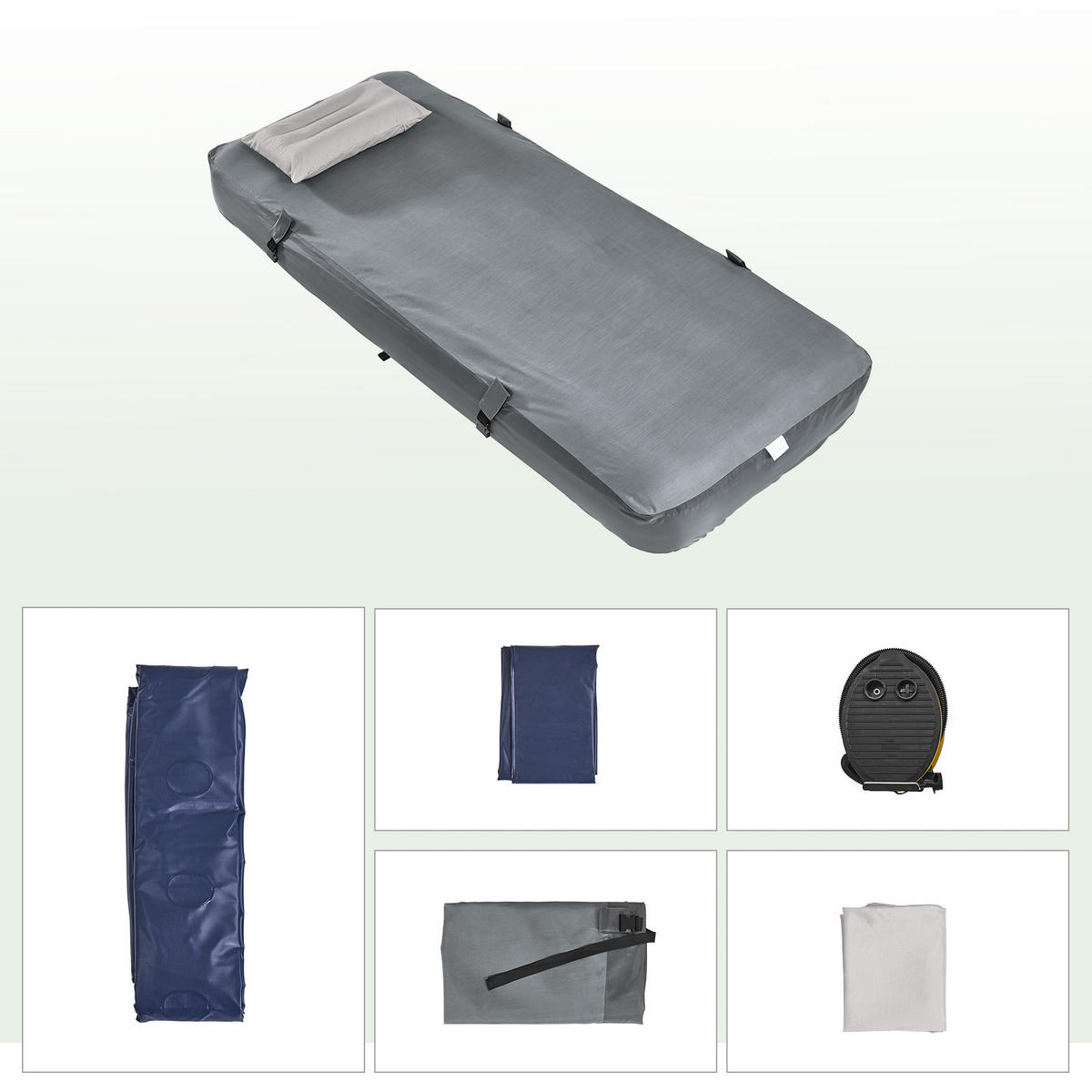 CAMPINGBETT mit Zelt und aufblasbarer Matratze OGS32-II-HG-TP - Ahornfarben, Fell (193.5/86cm) - SoBuy