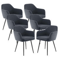 SESSELSTUHL-SET, 6 Stück - Lia - Samtvelour Grau - Schwarz/Grau, Textil/Metall (56/80/62cm) - Möbel Stellbrink