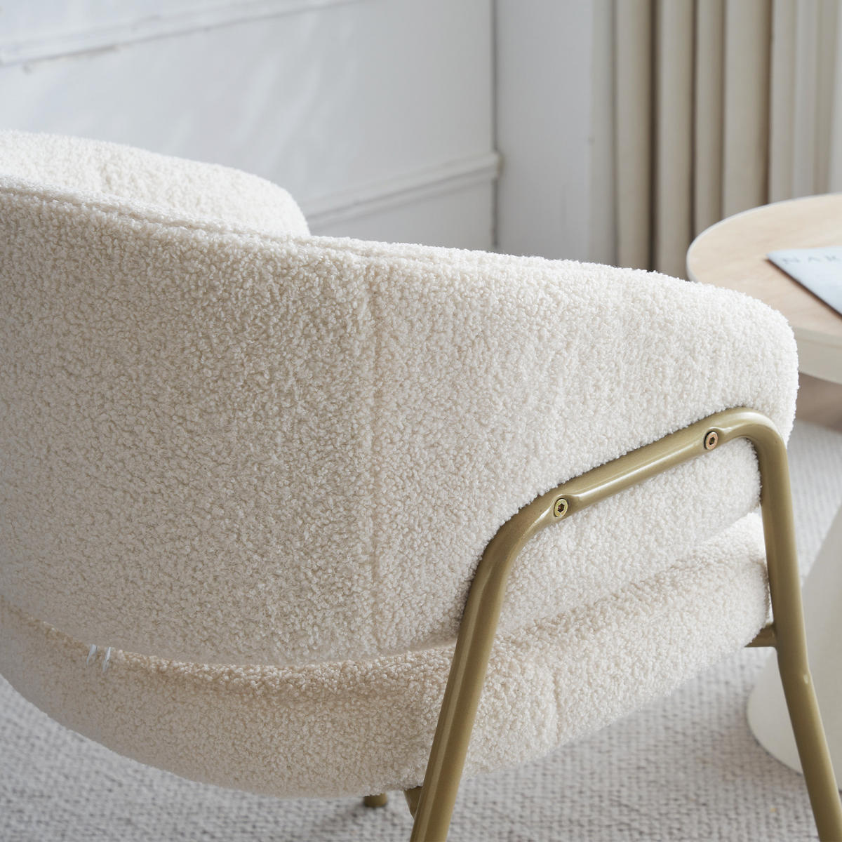 ESSZIMMERSTUHL Weiß Samt Gold Beine, Modern Lamm Design - Weiß, Textil (49/78/48cm) - FLIEKS