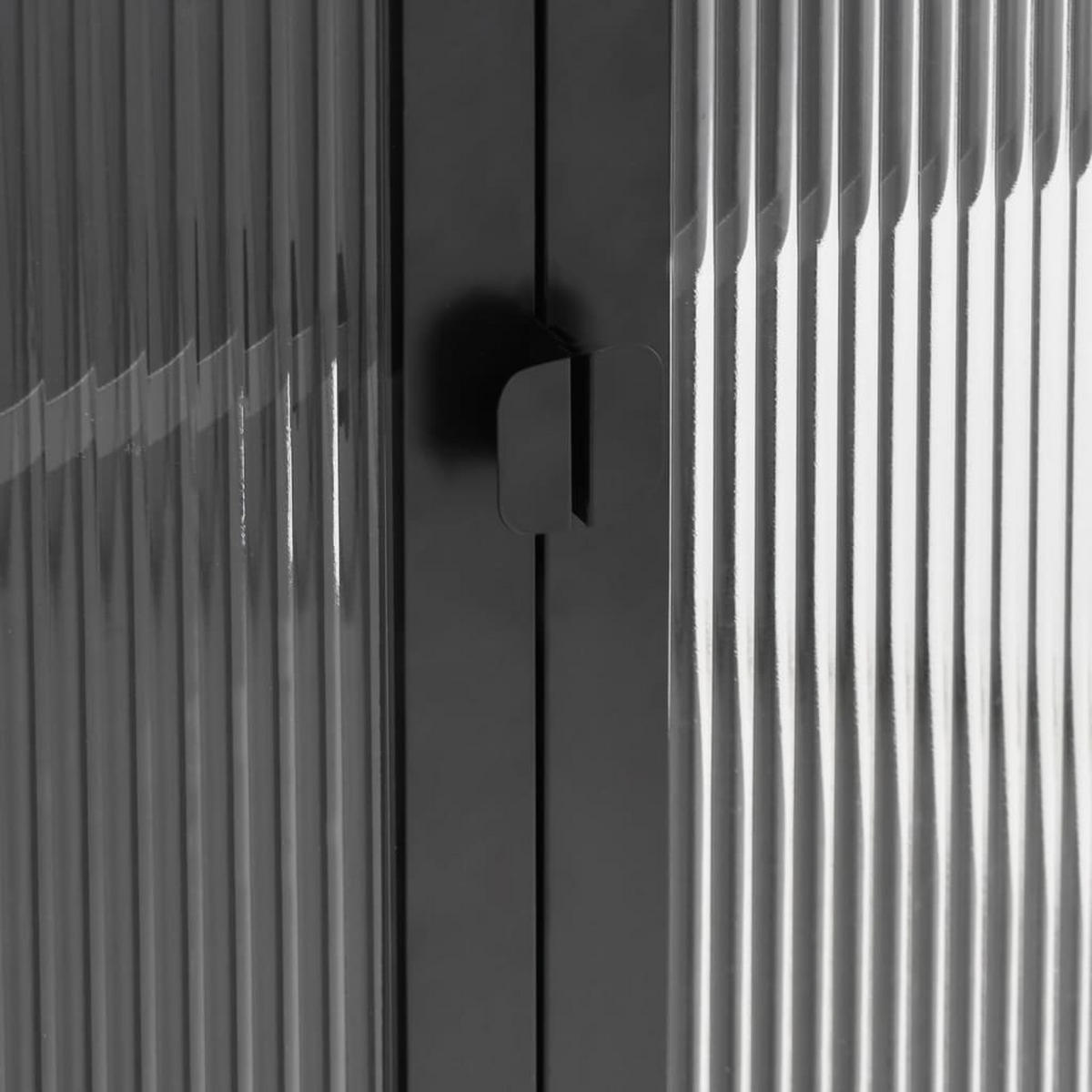 BUFFET mit Glasvitrine und Schrank mit 2 Ebenen, 90/40/180 cm, aus Stahl und Glas, in Schwarz, im Industriestil - Schwarz, Metall (90/180/40cm) - vidaXL