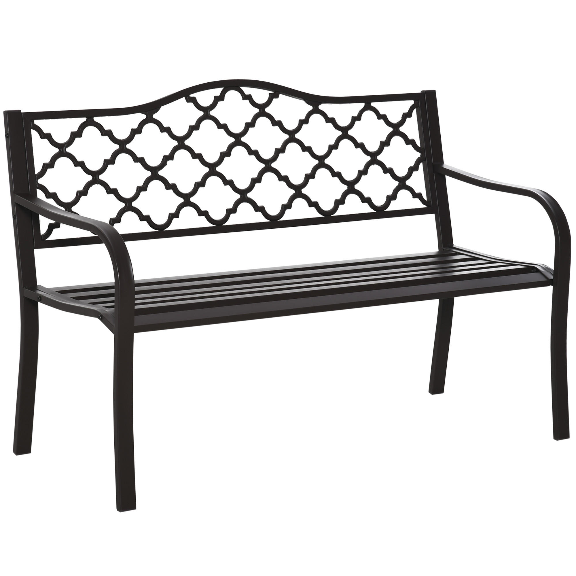 GARTENBANK DE-17752 3-Sitzer mit Gitter-Rückenlehne Braun - Braun, Metall (128/89/60cm) - ComfortXL