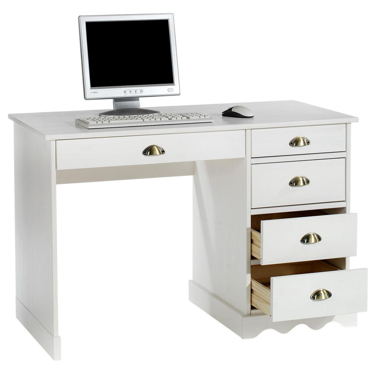 SCHREIBTISCH COLETTE - Weiß, Holz (54/114/76cm) - IDIMEX