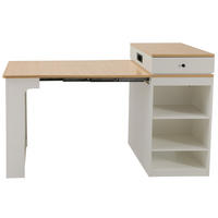 KÜCHENINSEL 80/71~111~151/92 cm Weiß/Natur aus MDF und Glas mit Ausziehfunktion - Weiß, Holzwerkstoff (80/92/71cm) - OKMYHOME