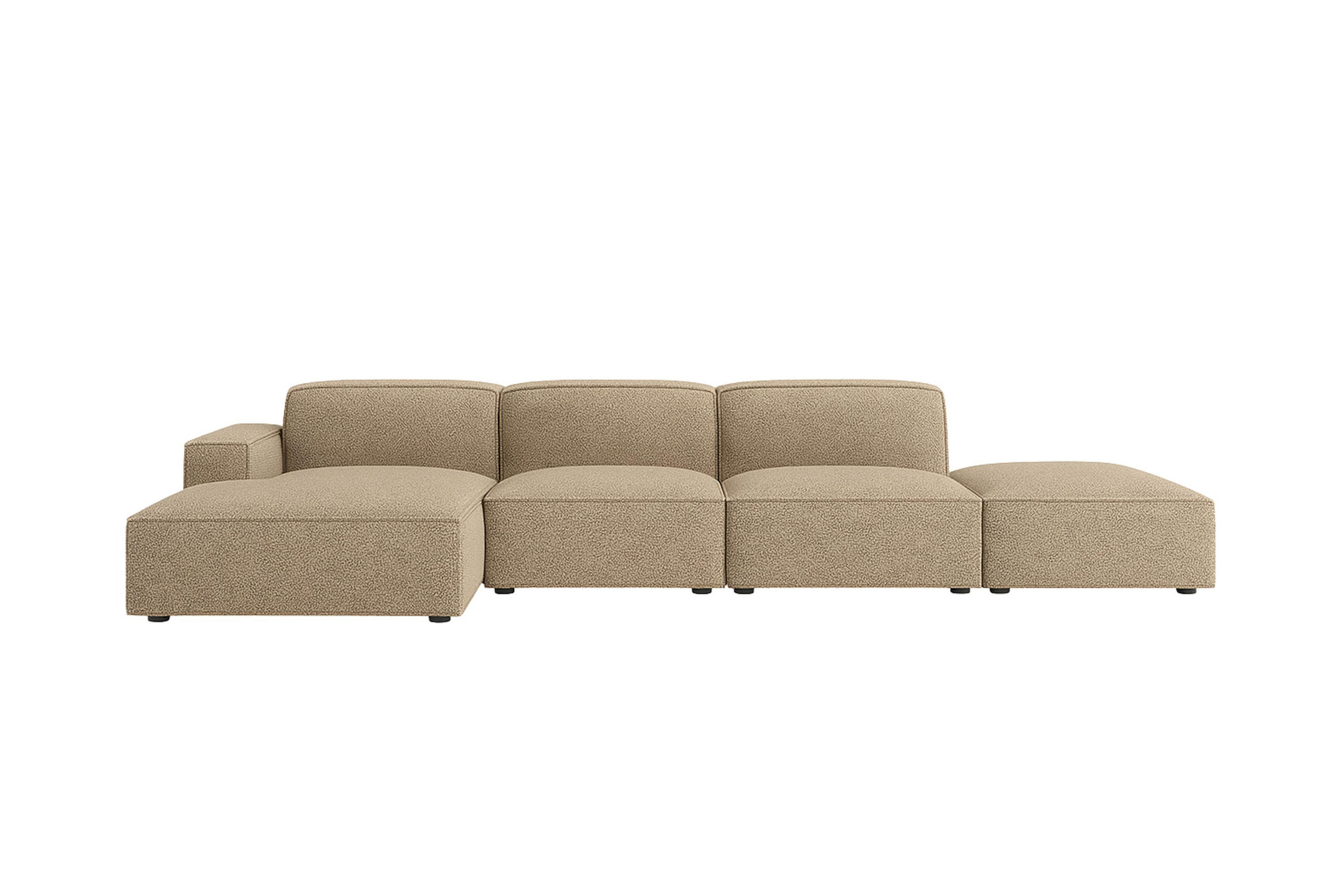 ECKSOFA Cursal L-Form, Stoff Artico, Beige + Hocker, Links - Beige, Holz (341/166cm) - Kaiser Möbel