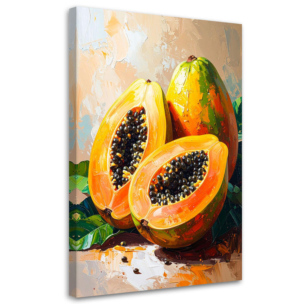 LEINWANDBILD Papaya Frucht 80x120cm - Beige, Textil (80/120cm) - Feeby