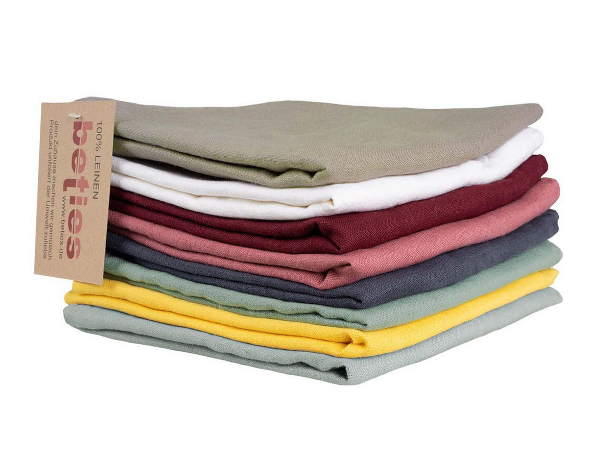 SCHEIBENGARDINE reines Leinen natural-mint 85/45 cm - Mintgrün, Naturmaterialien (45/85cm) - beties Heimtextil