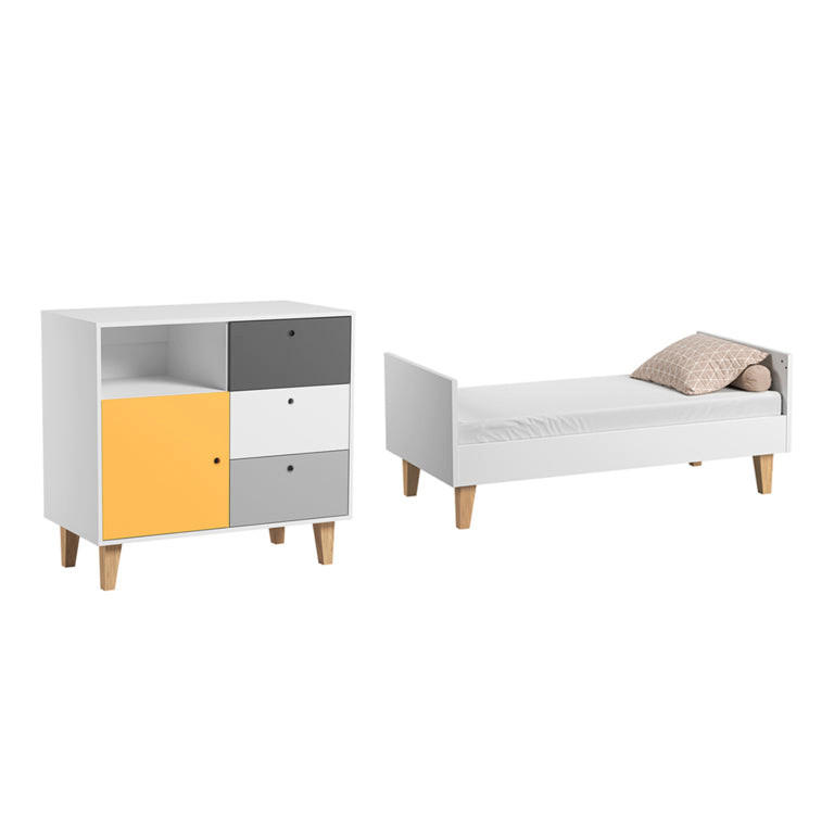 SOBA ZA BEBE 2-dijelni žuti - žuta, drvni materijal (144.5/97/75cm) - Petits-meubles