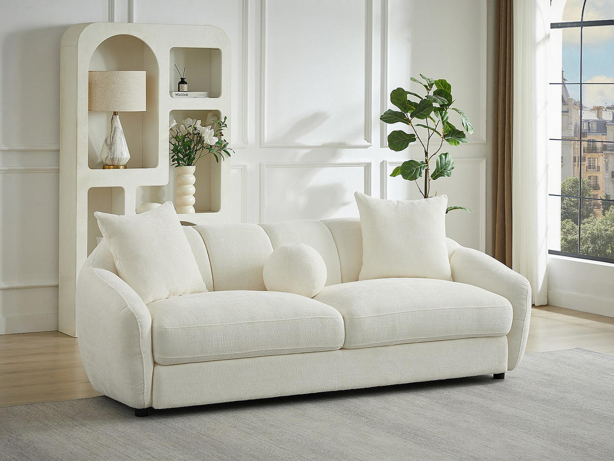 SOFA - 3 Personen - stoff - elfenbeinfarben Nafeki - Weiß, Textil (216/78/96cm) - Vente-Unique