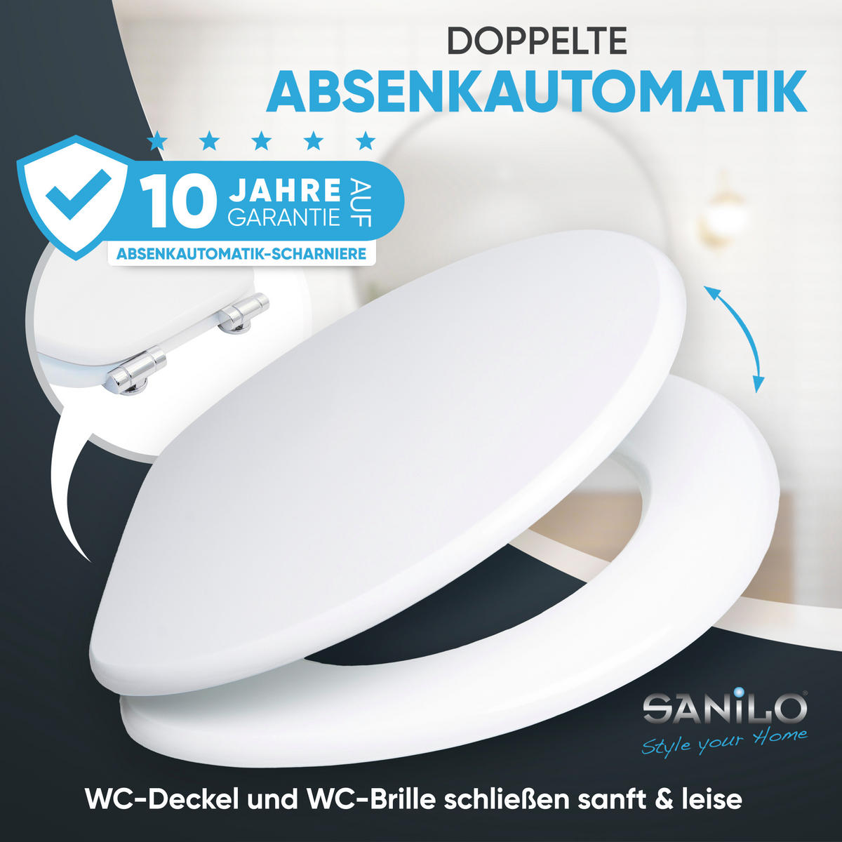 WC-SITZ mit Absenkautomatik Weiß - Weiß, Holzwerkstoff (38/6/47cm) - Sanilo