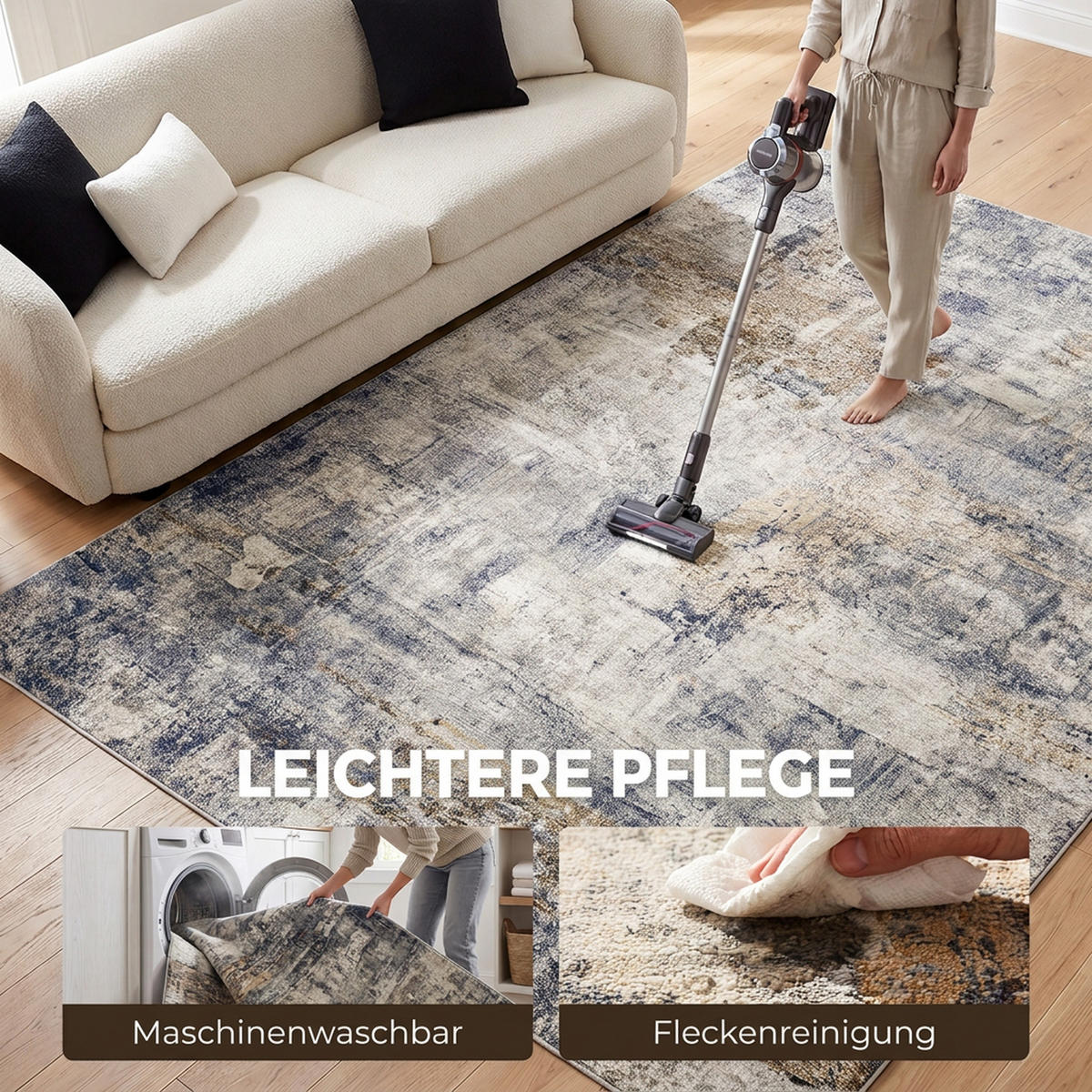 TEPPICH Polyester Grau - Grau, Textil (140/200cm) - HOMCOM
