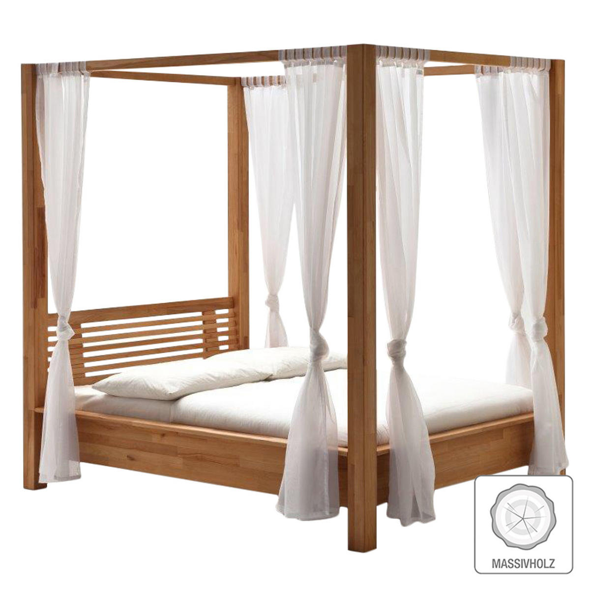 HIMMELBETT - Massivholz - Eichefarben, Holz (180/200cm) - home24