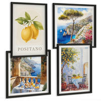 BILDER SET 4er Set - 50x50 cm & 40x60 cm Schwarzer Rahmen - Ansichten der Zitronenarchitektur von Positano - Schwarz, Kunststoff (50/50cm) - TULUP