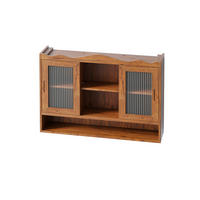 KÜCHENOBERSCHRANK 90/20/60 cm mit 2 Schiebetüren und herausnehmbaren Böden aus Massivholz und Glas, Braun - Braun, Holz (90/60/20cm) - Redom