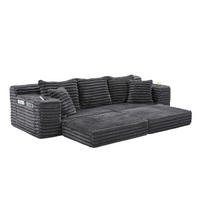 SCHLAFSOFA aus Cord mit Getränkehaltern und Kissen, Dunkelgrau - Dunkelgrau, Textil (107.48/34.25/38.58cm)