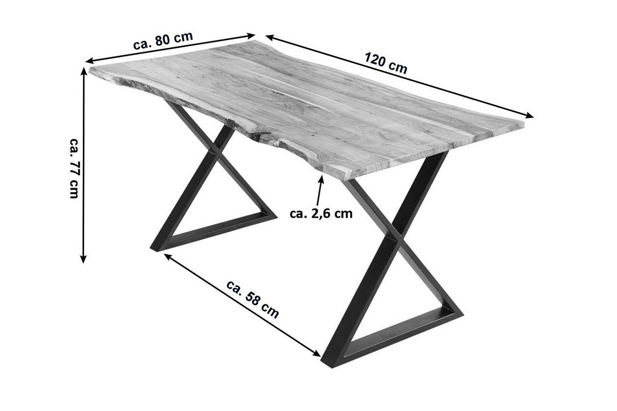 ESSTISCH KASIMIR - Beige/Schwarz, Holz/Metall (80/120/77cm) - SAM