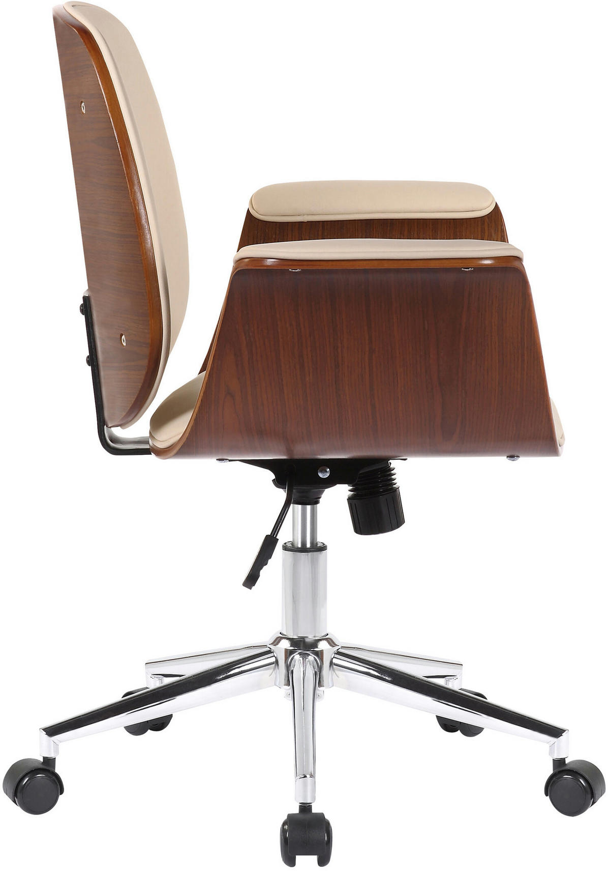 BÜROSTUHL Keegan, Kunstleder Walnuss/Creme - Creme, Textil/Metall (69/90/62cm) - TPFLiving