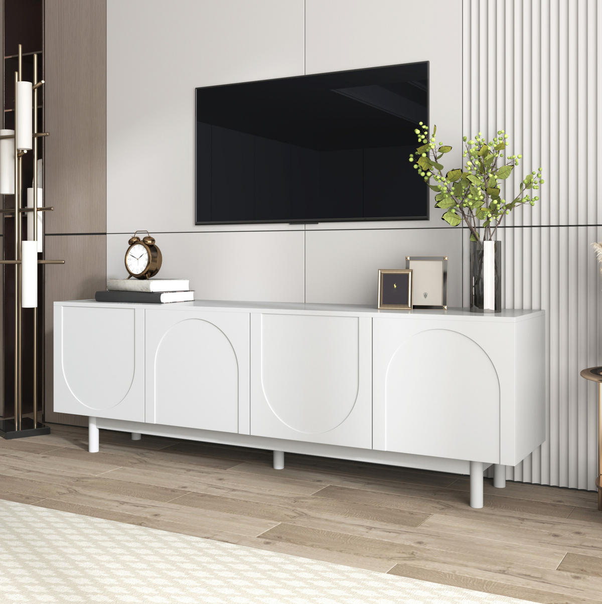 TV-ELEMENT mit 4 Türen 175 x 38 x 56 cm Weiß - Weiß, Holzwerkstoff (38/56/175cm) - Beauniv
