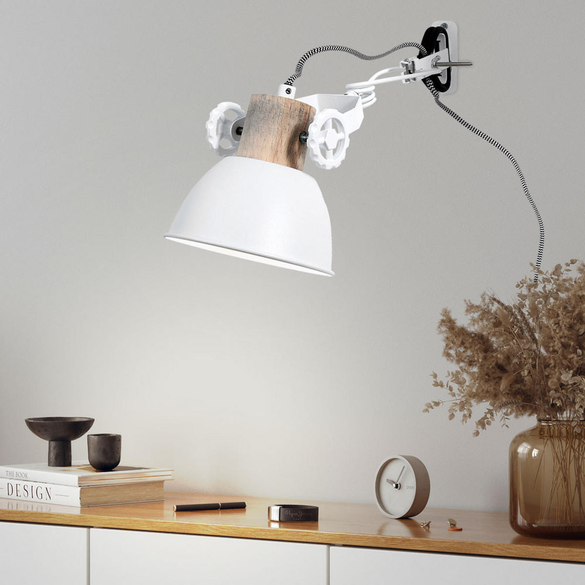 LED WANDLEUCHTE Metall Weiß GEARWOOD - Weiß, Holz/Metall (17/10.5/30.5cm)