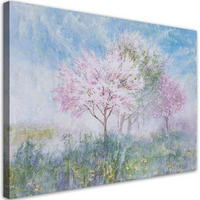 WANDBILD ein blühender baum in der wiese - Blau, Textil (60/40cm) - Feeby